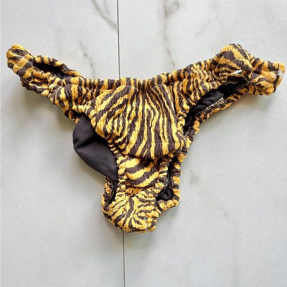 Nwt free people Reina Olga Miami tiger print ribbed bikini thong bottom - Picture 1 of 7